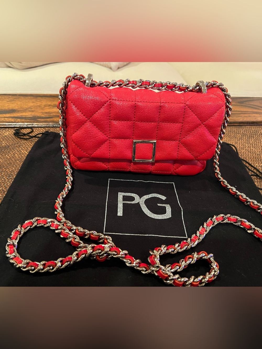 Purificación Garcia quilted Red Chain Bag